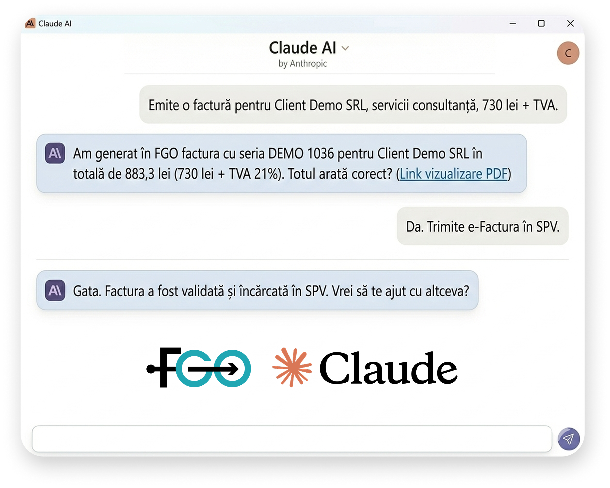 FGO Claude facturare AI